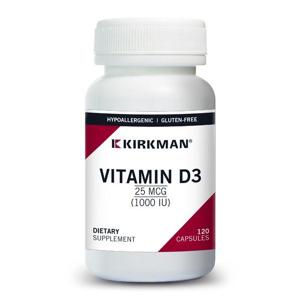 Vitamin D3 1000 IU, Hypoallergenic, 120 Capsules - Kirkman Laboratories - welzo