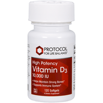 Vitamin D3 10,000 IU - 120 softgels - Protocol For Life Balance - welzo