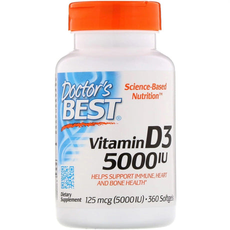 Vitamin D3 125mcg (5000 IU), 360 Softgels - Doctor's Best - welzo