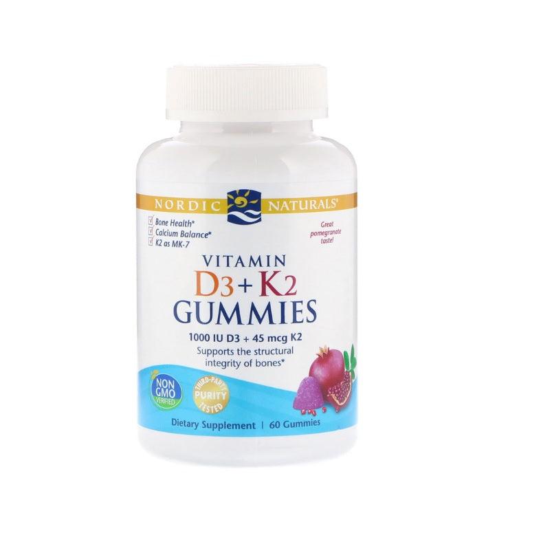 Vitamin D3 + K2 Gummies (Pomegranate) 60 Gummies - Nordic Naturals - welzo