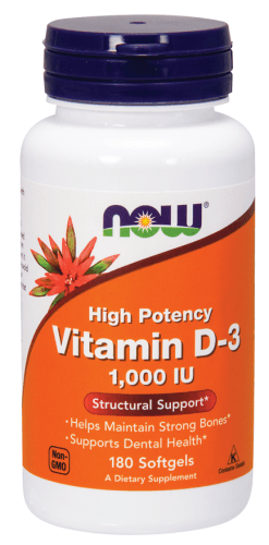 Vitamin D3/D-3 High Potency 1000 IU 180 Softgels - Now Foods - welzo