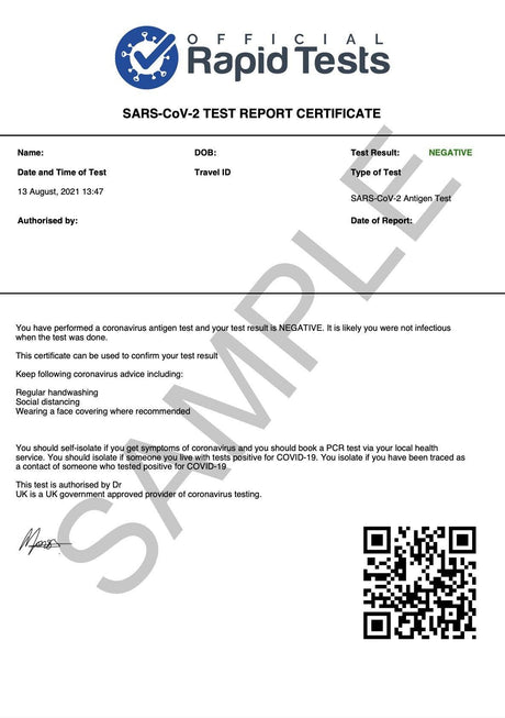 COVID-19 Test for USA (Video Supervised) Antigen Test+ Certificate - Official Rapid Tests